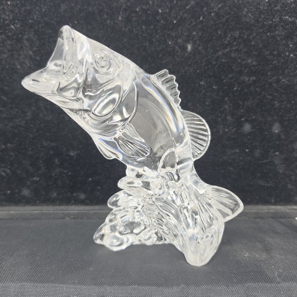 Wonders of the Wild Princess House Lead Crystal Leaping Bass Fish Sculpture